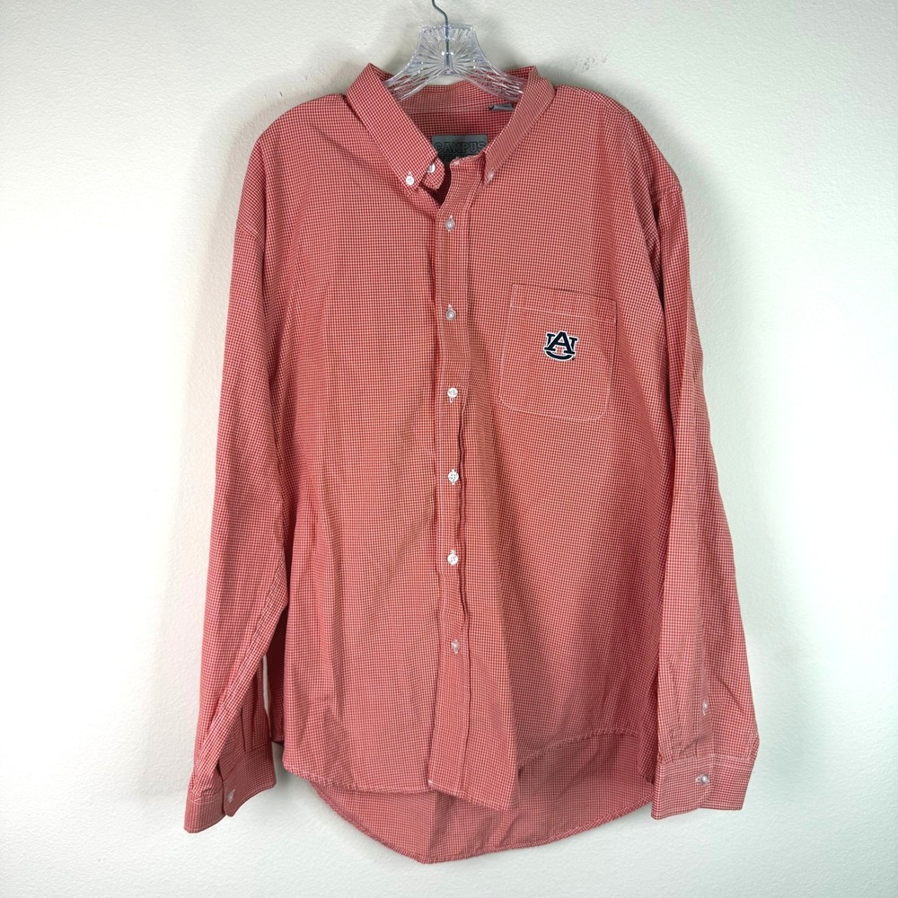 Campus Specialties Button Down Mens XXL Auburn Tigers Orange Gingham Logo Shirt
